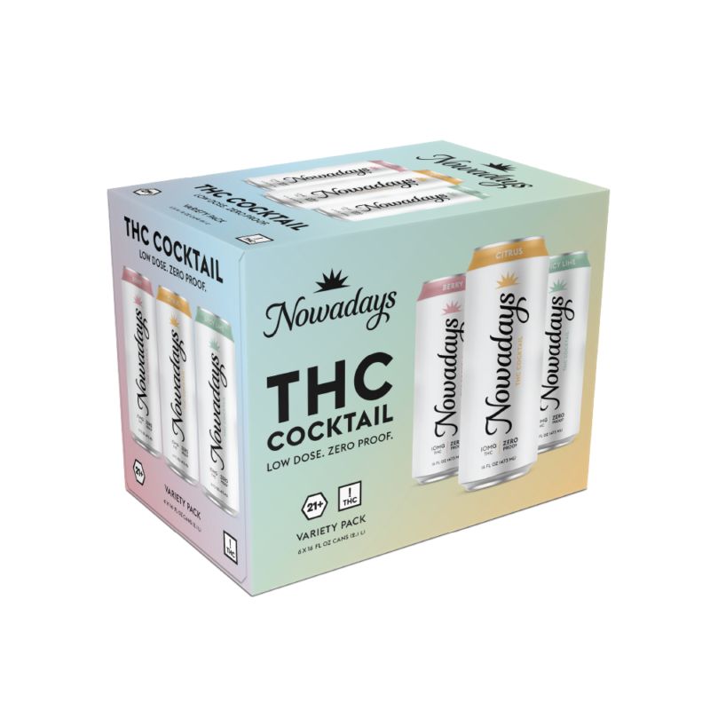 Nowadays Variety Pack 10mg 6 pack 16 oz Canned Cocktails THC-Infused box