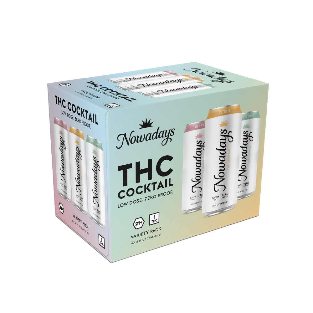 Nowadays Variety Pack 10mg 6 pack 16 oz Canned Cocktails THC-Infused box