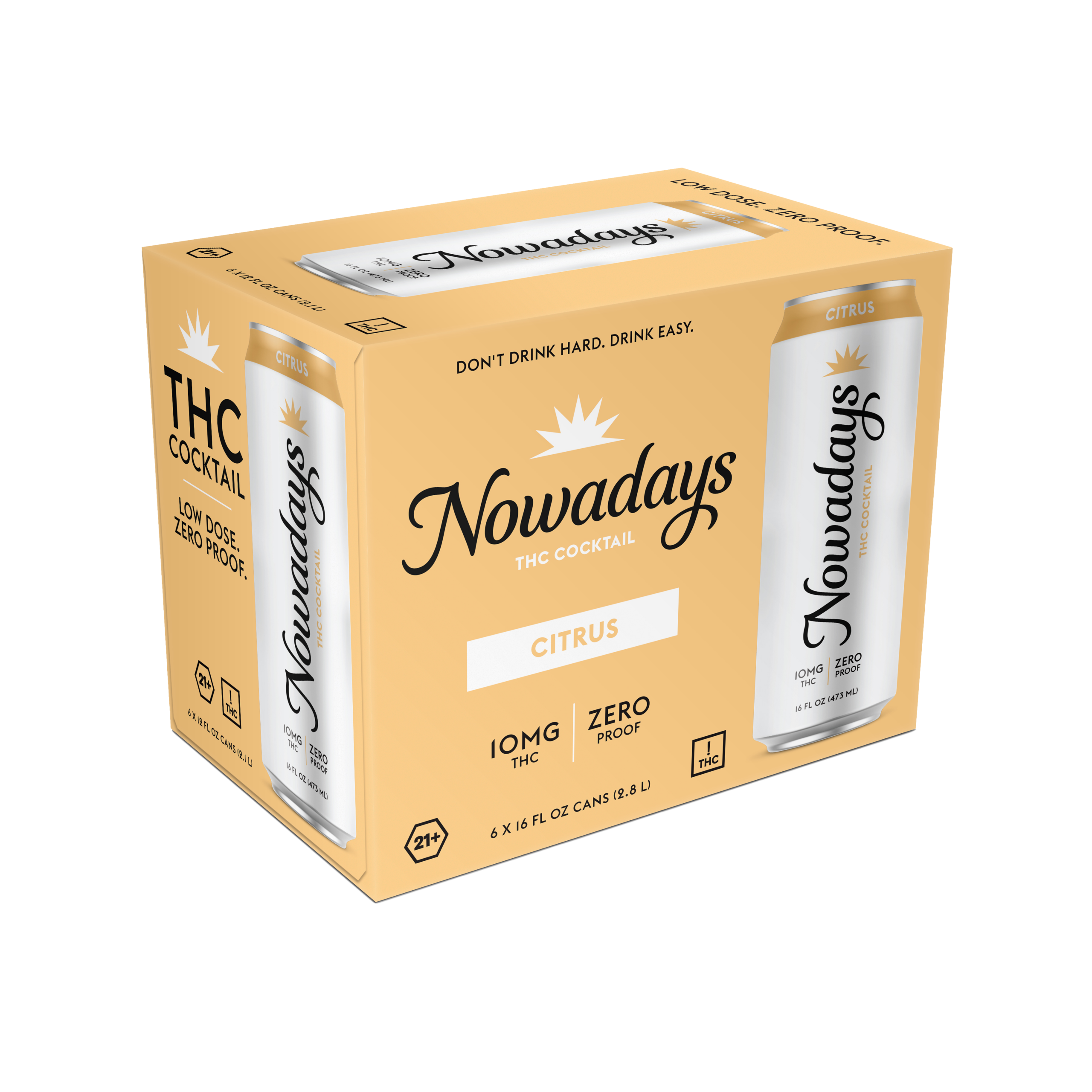 Nowadays Citrus 10mg 6 pack 16 oz Canned Cocktails THC-Infused box