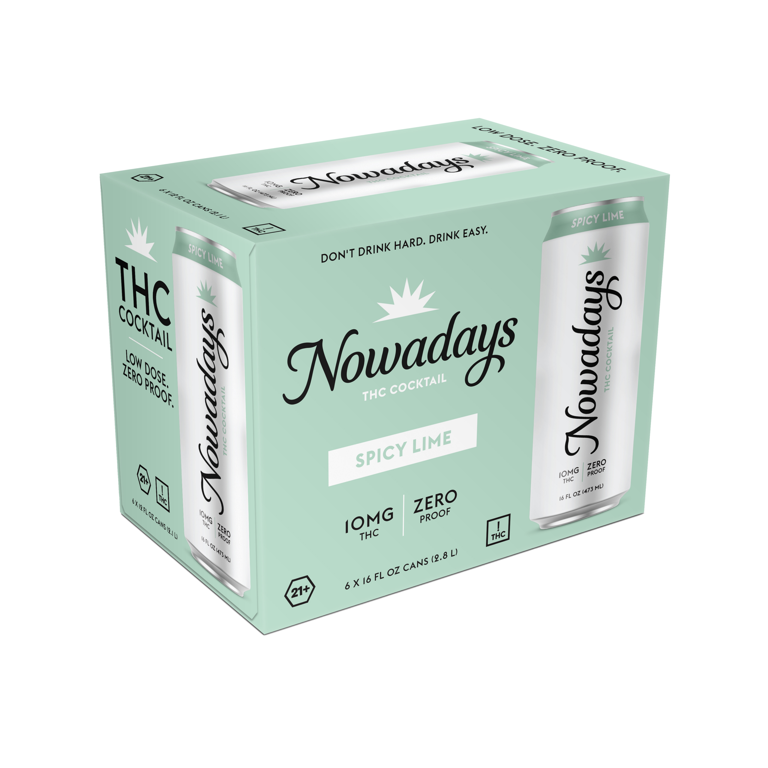 Nowadays Spicy Lime 10mg 6 pack 16 oz Canned Cocktails THC-Infused box
